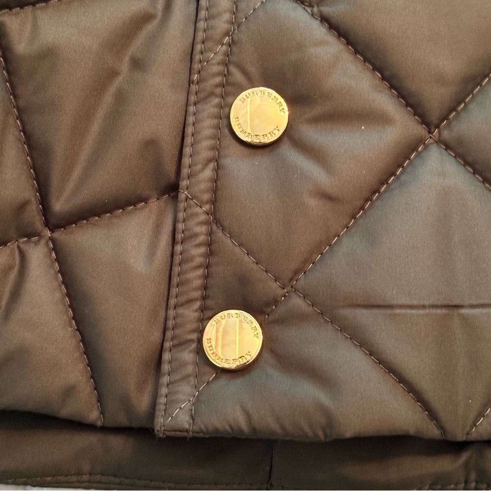 Burberry Olive Green Plaid-Lined Quilted Vest - Picture 7 of 8